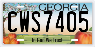 GA license plate CWS7405