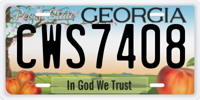 GA license plate CWS7408