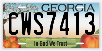 GA license plate CWS7413