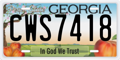 GA license plate CWS7418