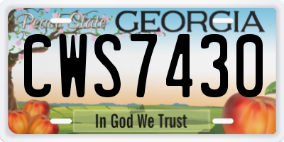GA license plate CWS7430