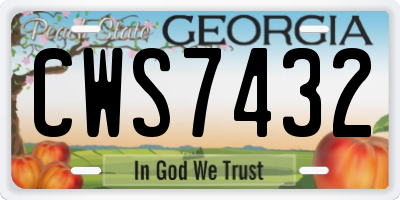 GA license plate CWS7432