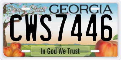 GA license plate CWS7446