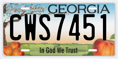 GA license plate CWS7451