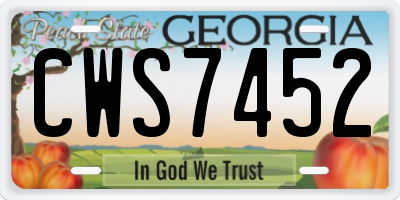 GA license plate CWS7452