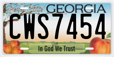 GA license plate CWS7454
