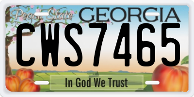 GA license plate CWS7465
