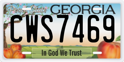 GA license plate CWS7469