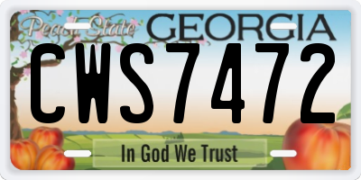 GA license plate CWS7472