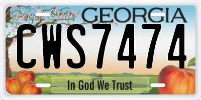 GA license plate CWS7474