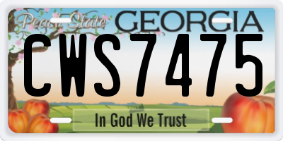 GA license plate CWS7475