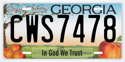 GA license plate CWS7478