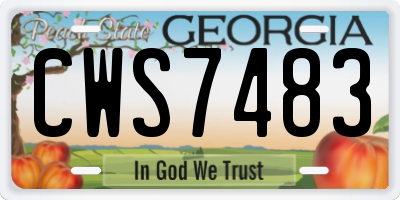GA license plate CWS7483