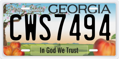 GA license plate CWS7494