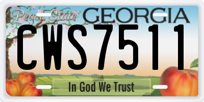GA license plate CWS7511