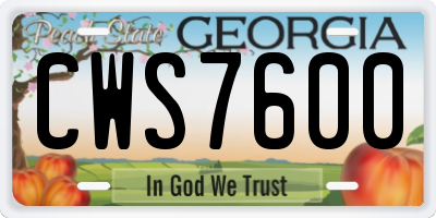 GA license plate CWS7600