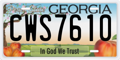 GA license plate CWS7610