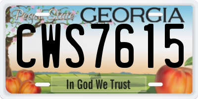 GA license plate CWS7615