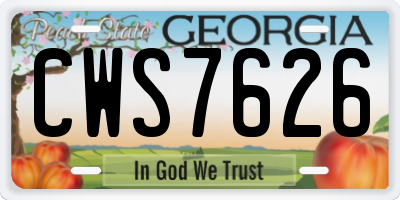 GA license plate CWS7626