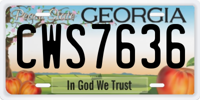 GA license plate CWS7636