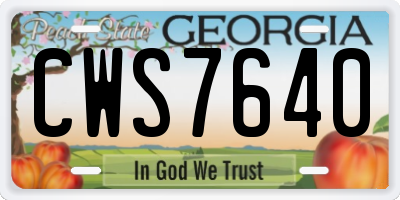 GA license plate CWS7640