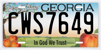 GA license plate CWS7649