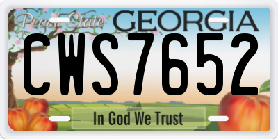 GA license plate CWS7652
