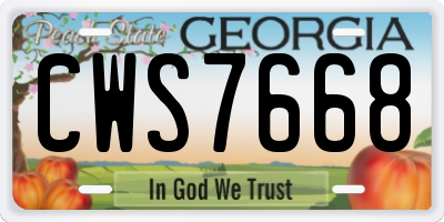 GA license plate CWS7668