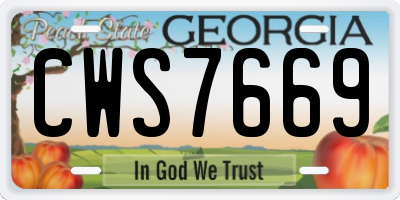 GA license plate CWS7669