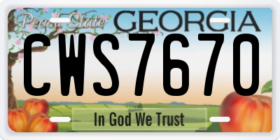 GA license plate CWS7670