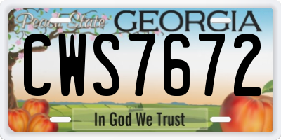 GA license plate CWS7672