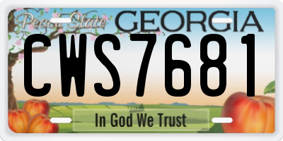 GA license plate CWS7681