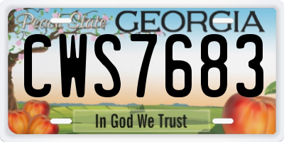 GA license plate CWS7683