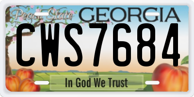 GA license plate CWS7684