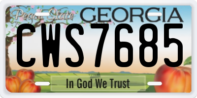 GA license plate CWS7685
