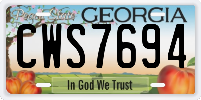 GA license plate CWS7694