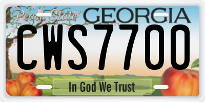 GA license plate CWS7700