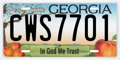 GA license plate CWS7701