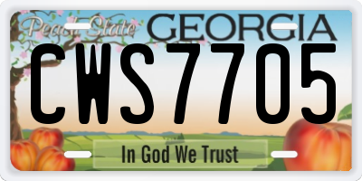 GA license plate CWS7705