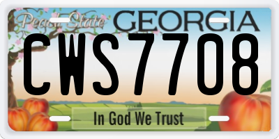 GA license plate CWS7708