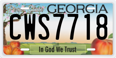 GA license plate CWS7718