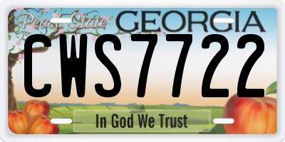 GA license plate CWS7722