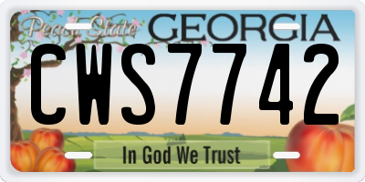 GA license plate CWS7742