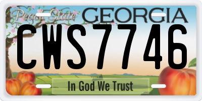 GA license plate CWS7746