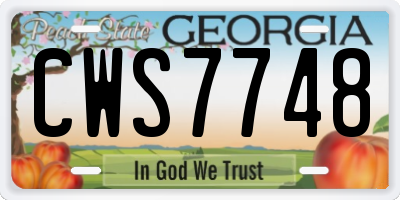 GA license plate CWS7748