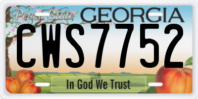 GA license plate CWS7752