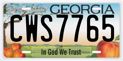 GA license plate CWS7765