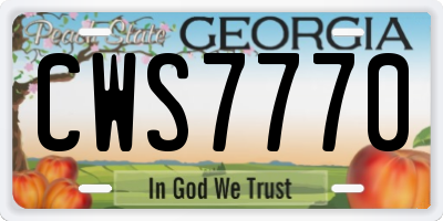 GA license plate CWS7770