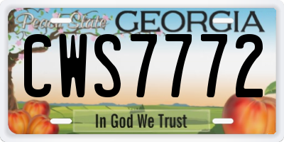 GA license plate CWS7772