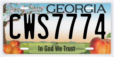 GA license plate CWS7774
